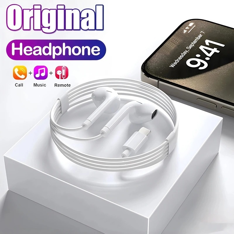 Wired Earphone Lightning - Original Headphones For Apple iPhone 15